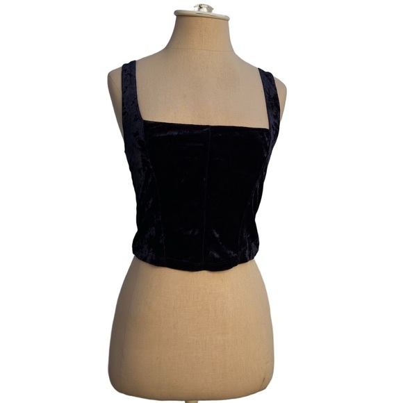 Free People Blue Velvet Corset tank size small - Picture 3 of 12